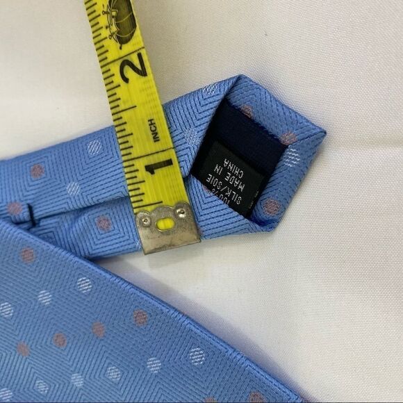 Michael Kors Checkered Blue and Pink Polka Dot Tie - Picture 2 of 3